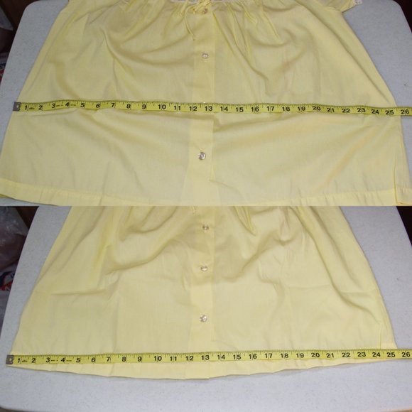 SOLD • Barbizon Lazy Dee Yellow Pajama Set Size 10 Pleated Yoke Lace Batiste - Picture 10 of 14